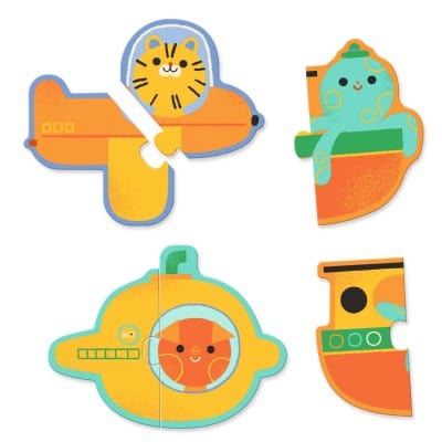 Puzzle Dúo Vehículos 20 piezas - Djeco (Fortalece coordinación y atención, reconocer vehículos)