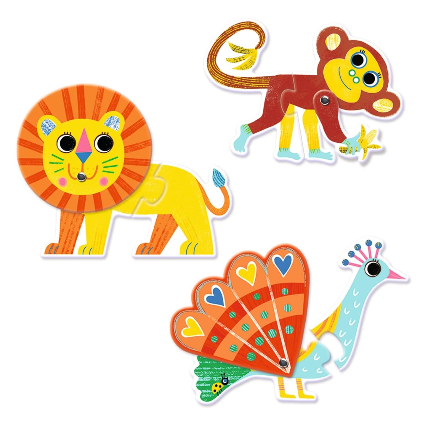 Puzzle duo animales articulados (Fortalece coordinación, atención y reconocer animales)