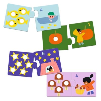 Puzzle Primeras cifras 24 piezas - Djeco (Reconocer números y contar)