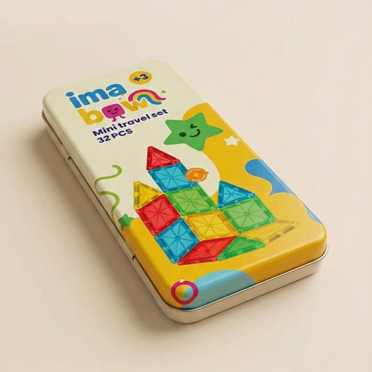 Mini imanes 32 piezas en caja metálica, set de viaje