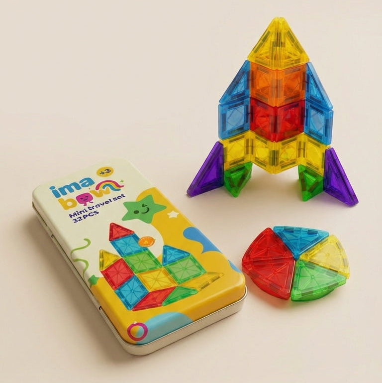 Mini imanes 32 piezas en caja metálica, set de viaje